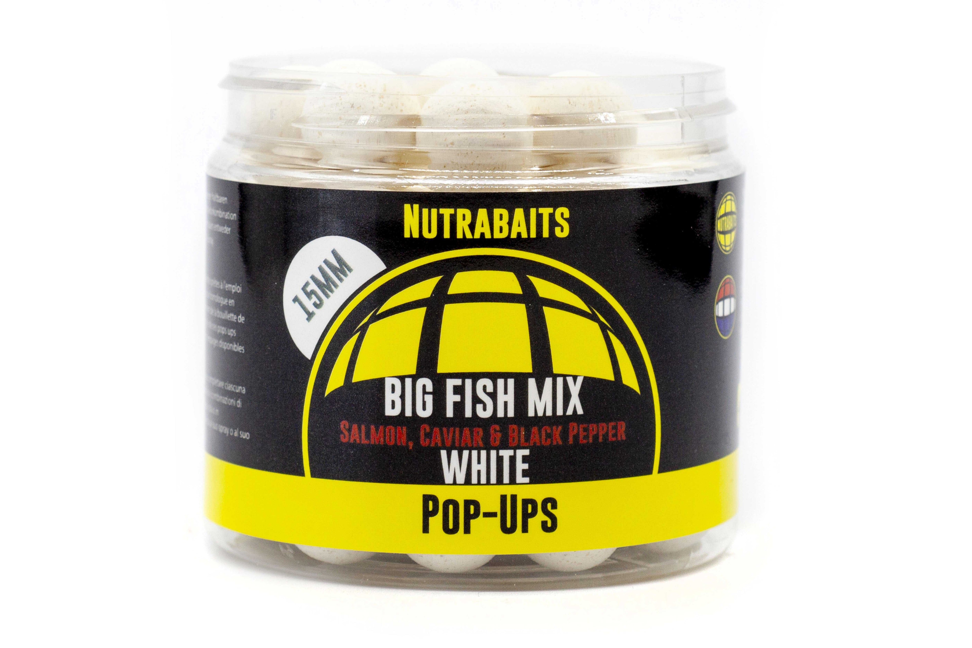 18mm Big Fish Mix: Salmon, Caviar & Black Pepper White Pop-Ups