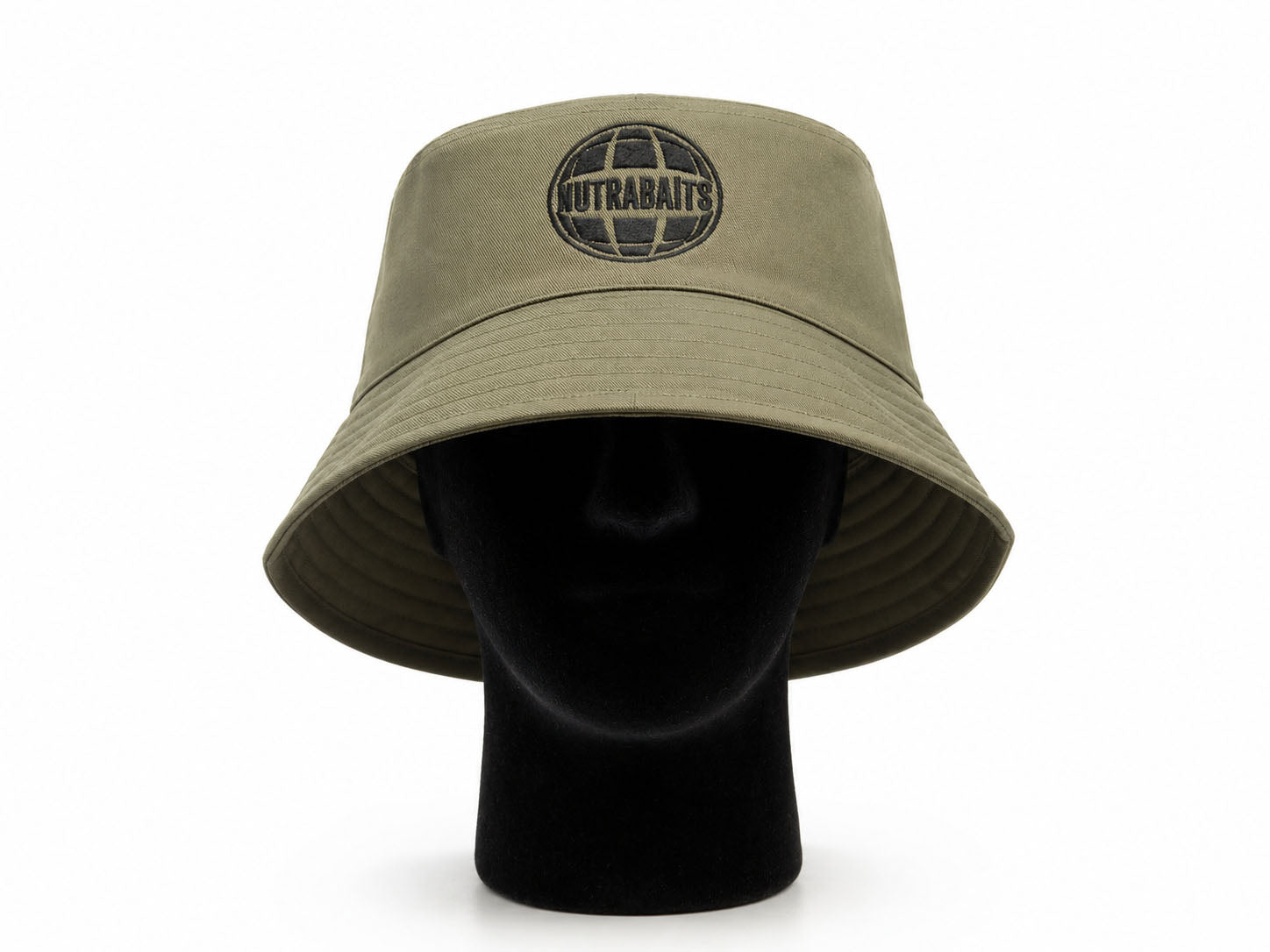 Nutrabaits khaki carp fishing bucket hat with embroidered logo